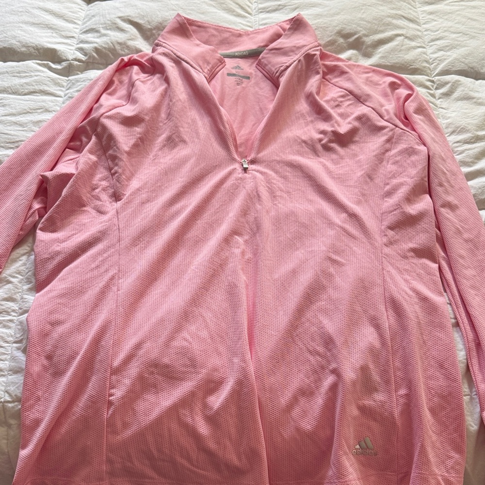 Adidas Women’sLight Pink Long Sleeve Golf Tee - Picture 4 of 5